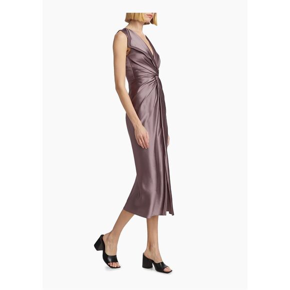 NWT Prabal Gurung Womens Lily Twist Front Sleeveless Midi Dress Mink Size 8 - Picture 4 of 11
